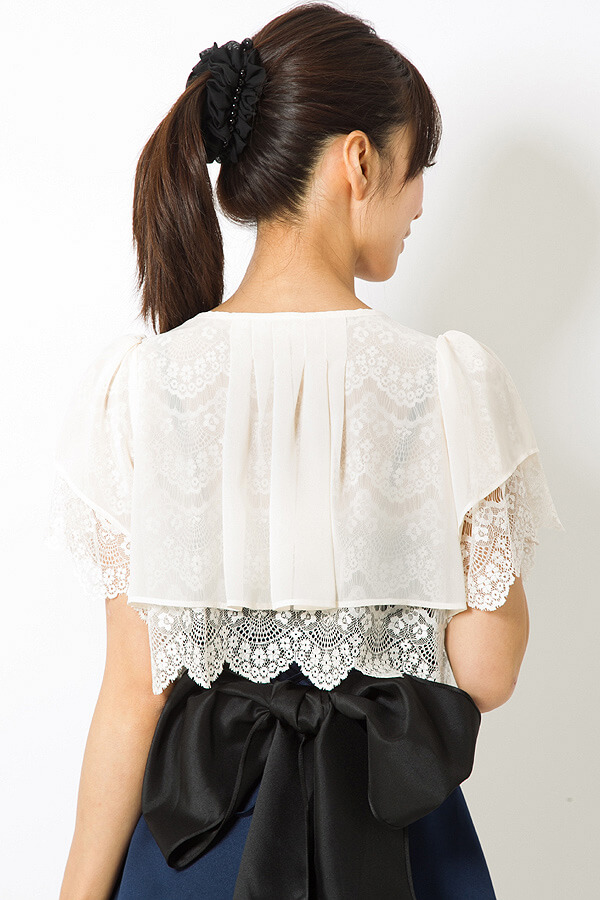 レース×シフォン2wayベージュボレロの商品画像7
