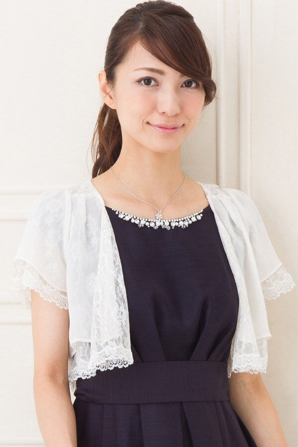 シルバーラメ入りレース×シフォンリバーシブルアイボリーボレロの商品画像4