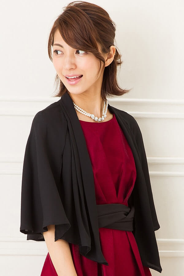 黒シフォン七分袖ボレロの商品画像5