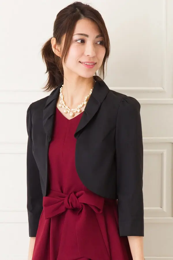 七分袖黒ジャケット Preference Cx 1339 結婚式パーティーのレンタルドレスはリリアージュ