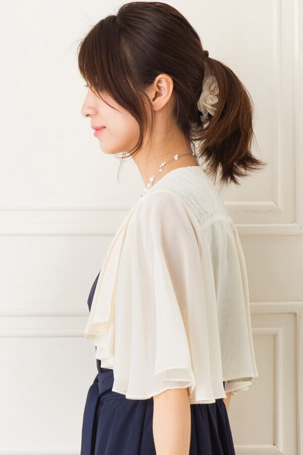 肩レースベージュシフォンボレロの商品画像3