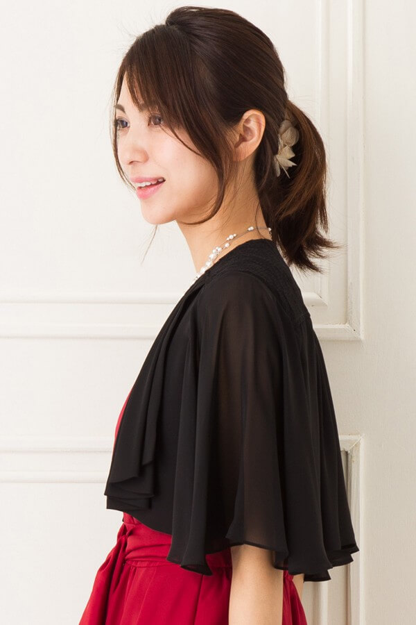 肩レース黒シフォンボレロの商品画像3