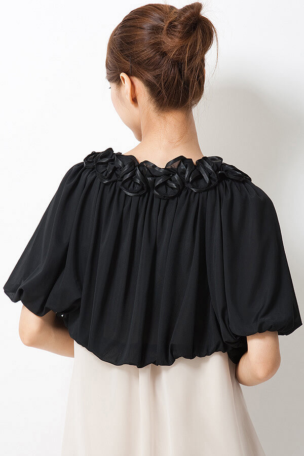 シルクサテンの黒ボレロの商品画像7