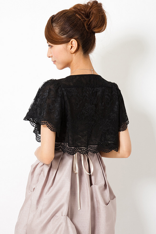 リバーシブルレースシフォン黒ボレロの商品画像13