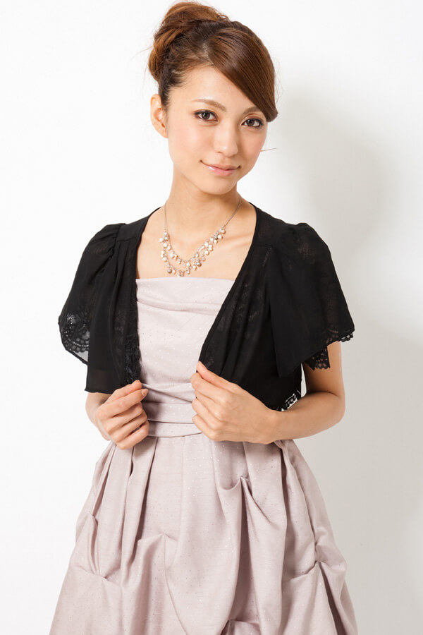 リバーシブルレースシフォン黒ボレロの商品画像5