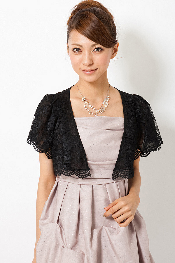 リバーシブルレースシフォン黒ボレロの商品画像9