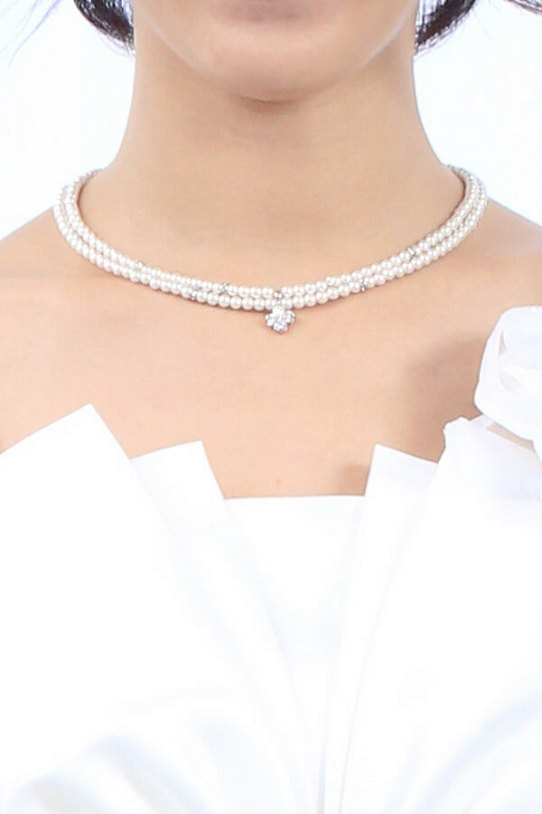二連アイボリー小パールネックレスの商品画像1
