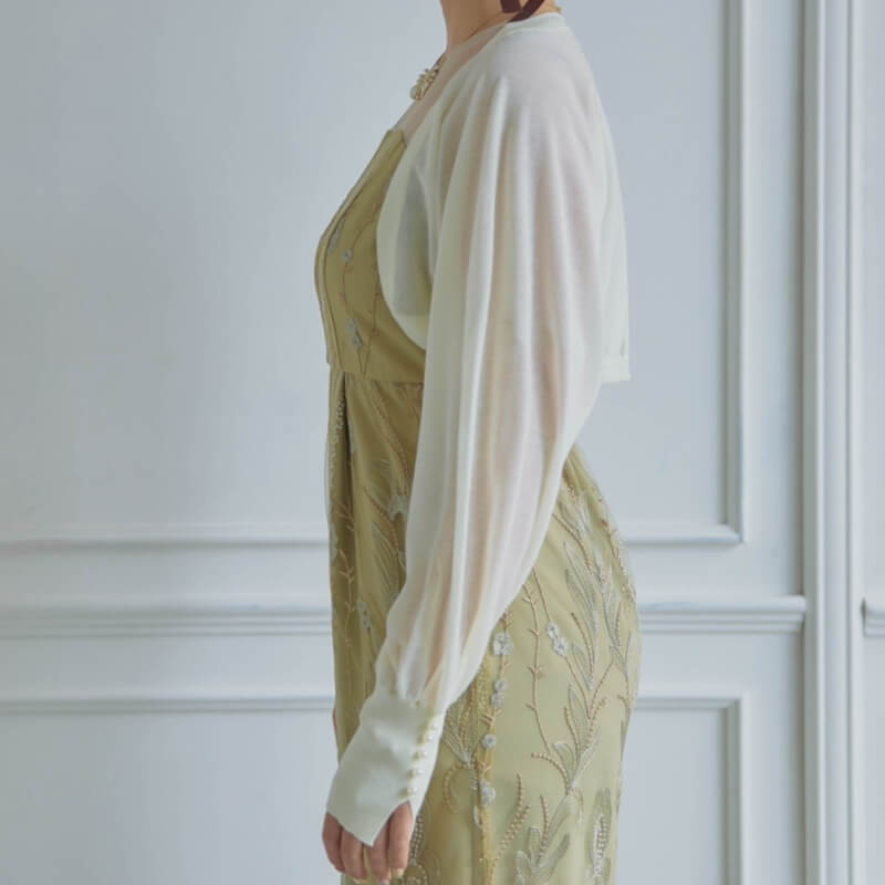 ベージュのパールカフスニットボレロの商品画像2