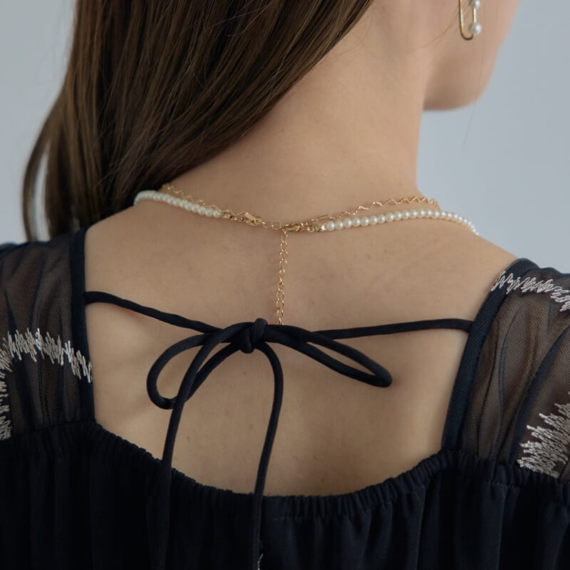 ゴールドのウェーブ×パールネックレスの商品画像3