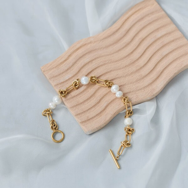 ゴールドのバロックパールマンテルブレスレット | G-9093