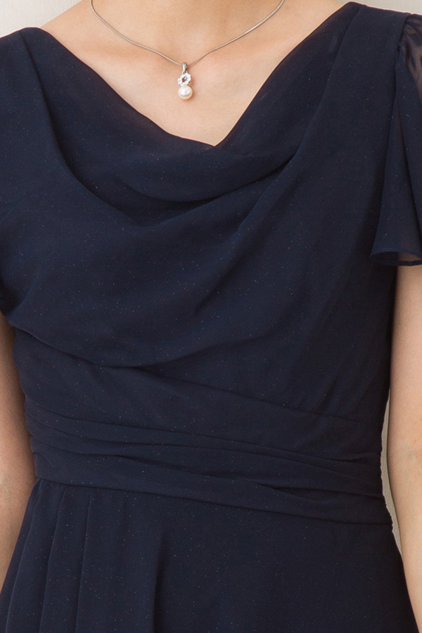 ネイビーの袖ありフレアスリーブドレスの商品画像7