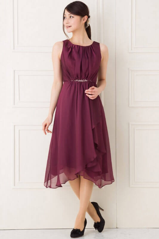 ウエストビーズボルドーミディアムドレスのサムネイル画像
