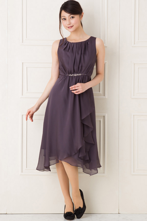ウエストビーズ京紫シャンタンドレスの商品画像1