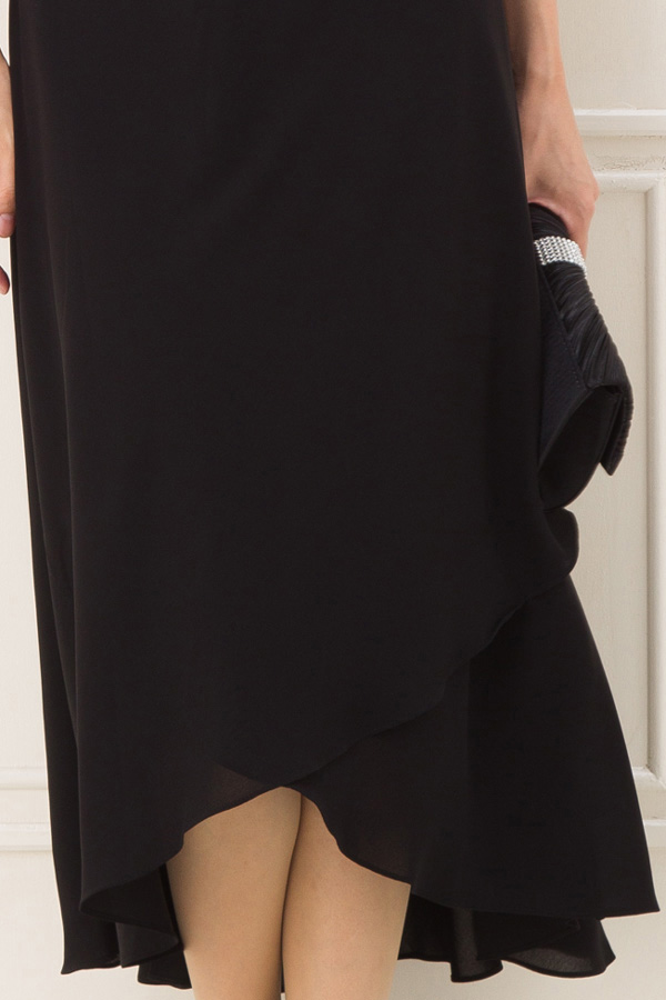 袖あり黒シフォンミディアムドレスの商品画像7