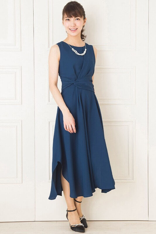 ブルーグリーンジョーゼットミディアムドレスのサムネイル画像