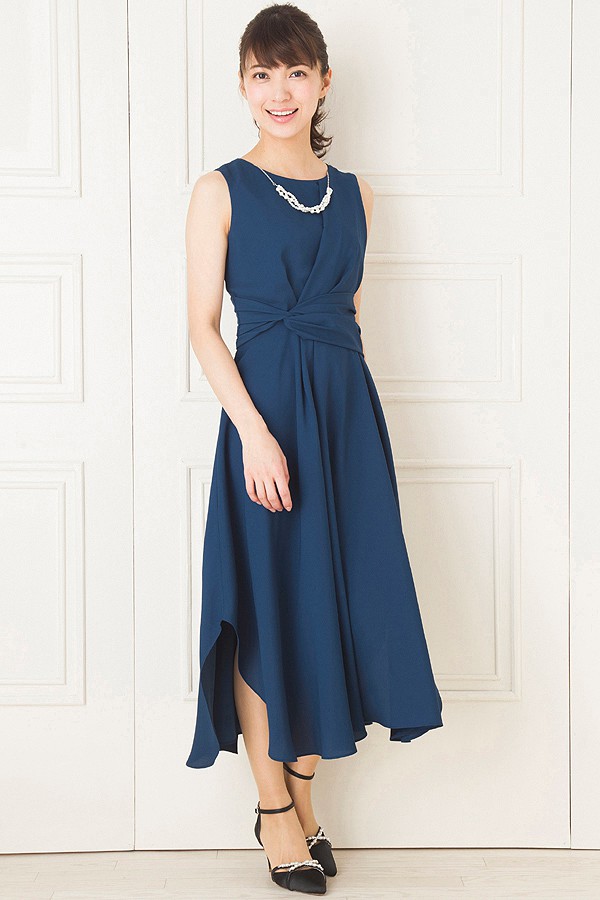 ブルーグリーンジョーゼットミディアムドレスの商品画像1