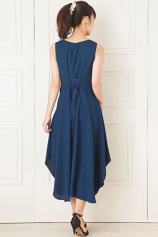 ブルーグリーンジョーゼットミディアムドレスの商品画像3