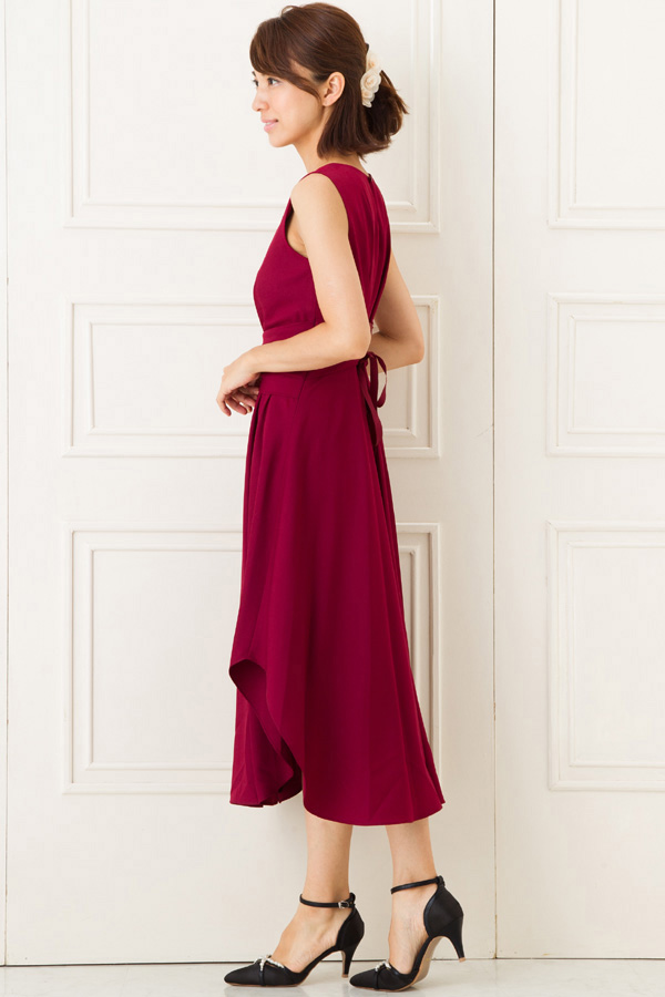 ワインレッドシフォンミディアムドレスの商品画像3