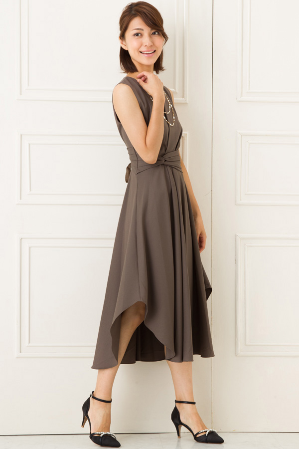 カーキシフォンミディアムドレスの商品画像2