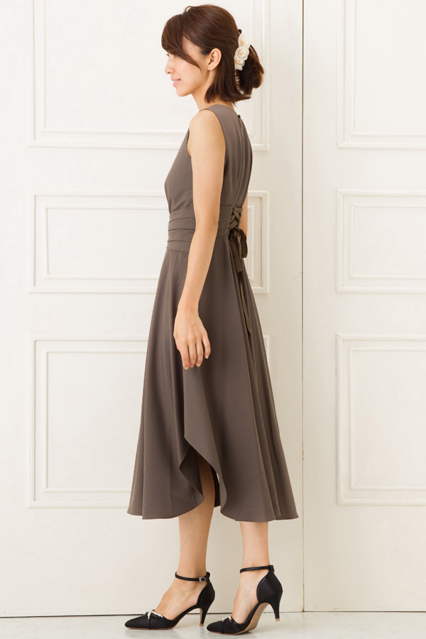 カーキシフォンミディアムドレスの商品画像6