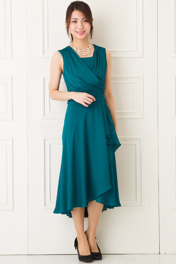 カシュクールグリーンミディアムドレスの商品画像2