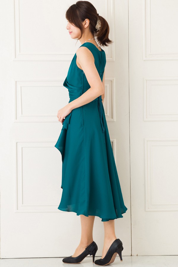 カシュクールグリーンミディアムドレスの商品画像3