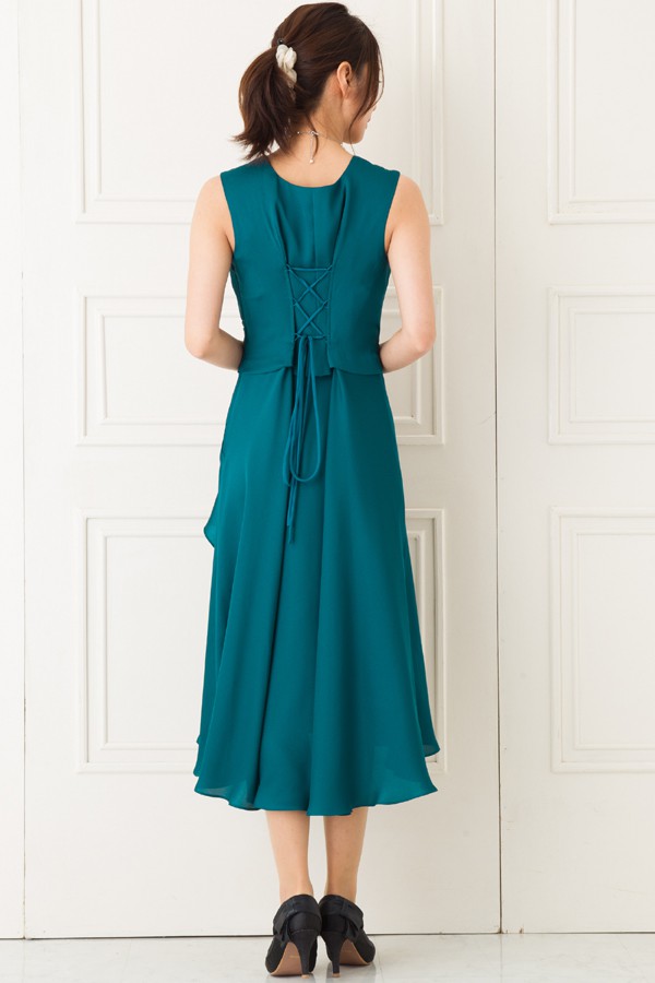カシュクールグリーンミディアムドレスの商品画像4