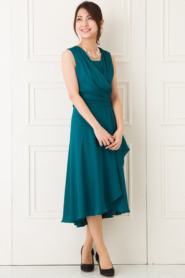 カシュクールグリーンミディアムドレスの商品画像6