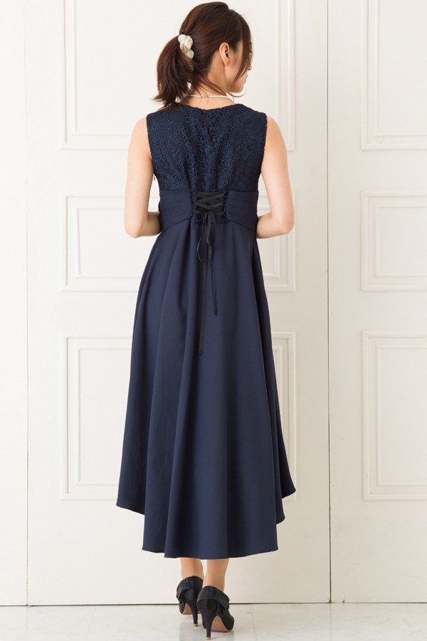 ウエストリボンモチーフのネイビーミディアムドレスの商品画像4