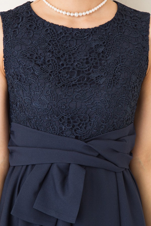 ウエストリボンモチーフのネイビーミディアムドレスの商品画像7