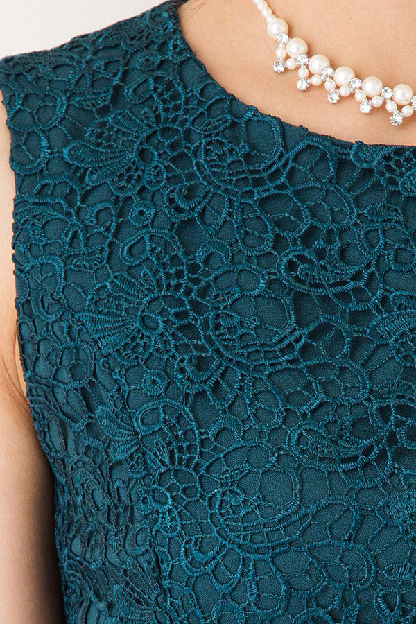 ウエストリボンモチーフのグリーンミディアムドレスの商品画像10