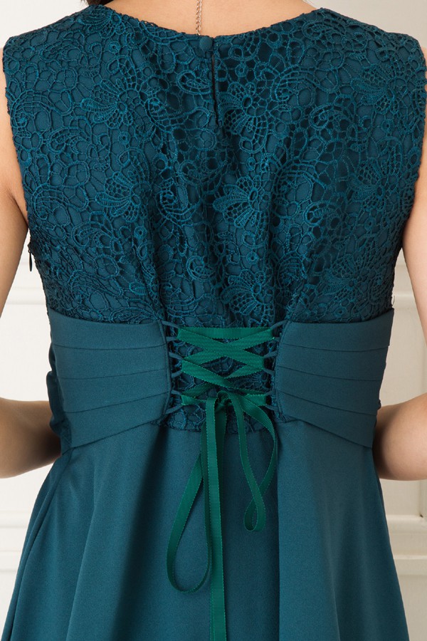 ウエストリボンモチーフのグリーンミディアムドレスの商品画像8