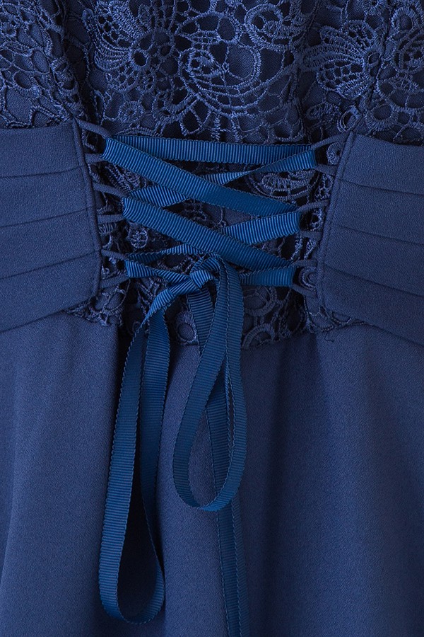 ウエストリボンモチーフのネイビーブルーミディアムドレスの商品画像12