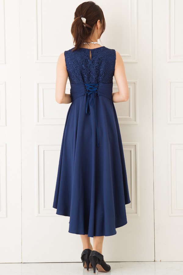 ウエストリボンモチーフのネイビーブルーミディアムドレスの商品画像4