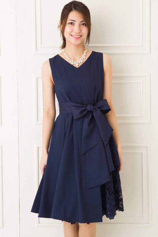 カギ編みスカートネイビーミニドレスのレンタルドレス
