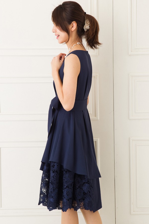 カギ編みスカートネイビーミニドレスの商品画像3