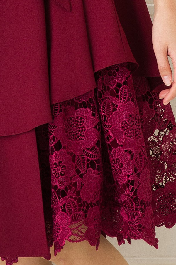 カギ編みスカートワインレッドミニドレスの商品画像12