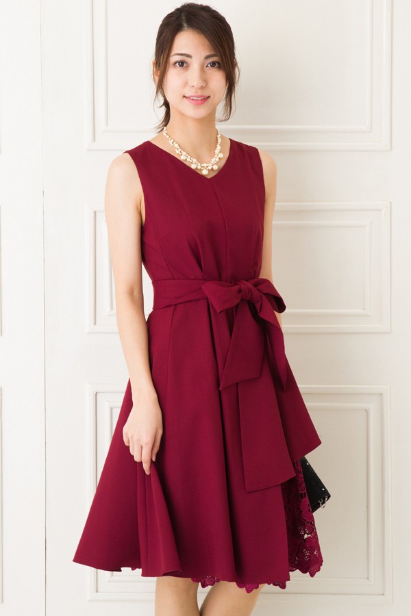 カギ編みスカートワインレッドミニドレスの商品画像5