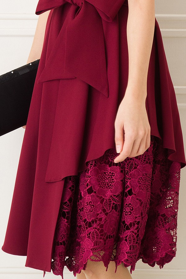 カギ編みスカートワインレッドミニドレスの商品画像9
