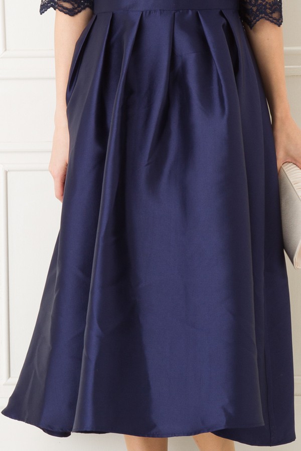 半袖Aラインネイビーミディアムドレスの商品画像9