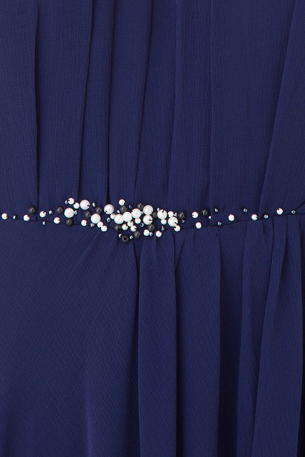 ビーズ飾りのネイビーシフォンミディアムドレスの商品画像9