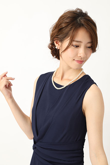 ネイビーのロングシフォンドレスの商品画像8
