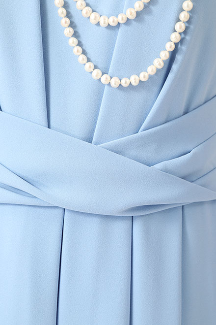 サックスブルーのウエストリボンドレスの商品画像9