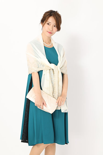 ブルーグリーンのサイドレースドレスの商品画像6