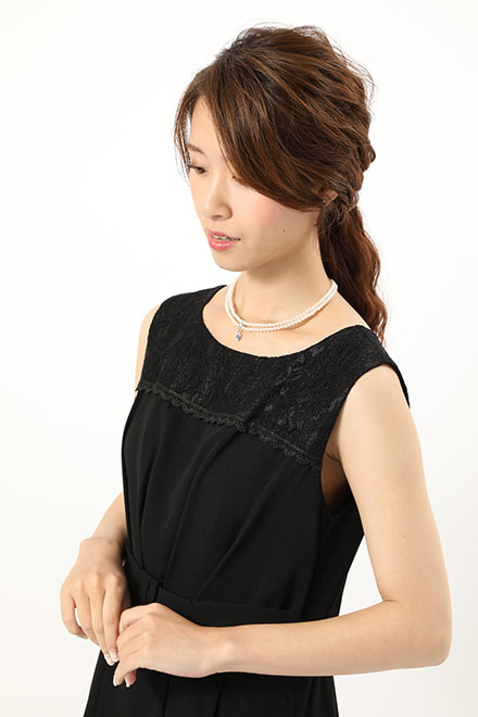 黒のウエストリボン切り替えドレスの商品画像8