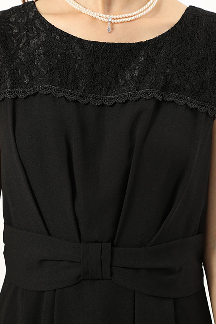 黒のウエストリボン切り替えドレスの商品画像9