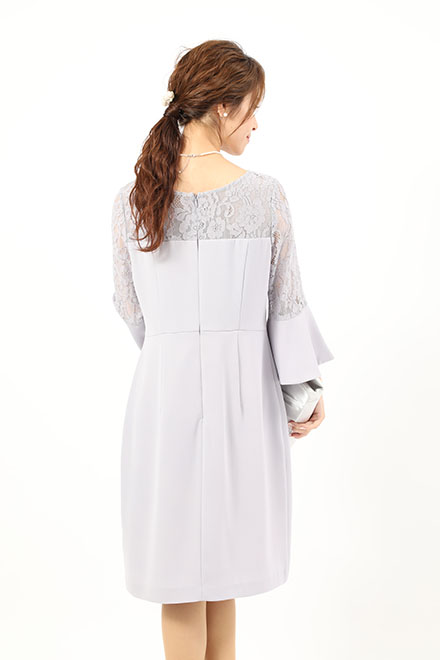グレーのフレアスリーブドレスの商品画像4