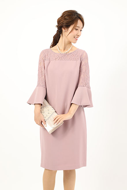 ピンク のフレアスリーブドレスの商品画像2