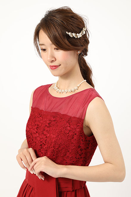 赤のパニエ付きＡラインドレスの商品画像8