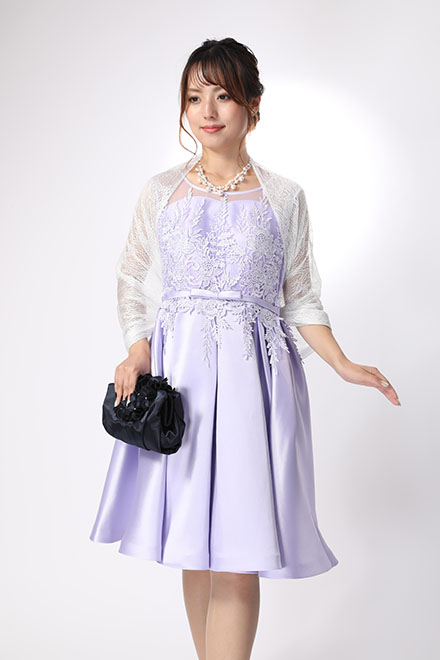 ラベンダーの刺繍ミニドレスの商品画像6